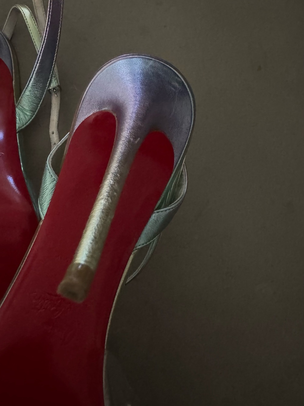 Christian Louboutin Spikaqueen Iridescent Crystal-Embellished Ankle-Strap Pumps - Picture 7 of 9
